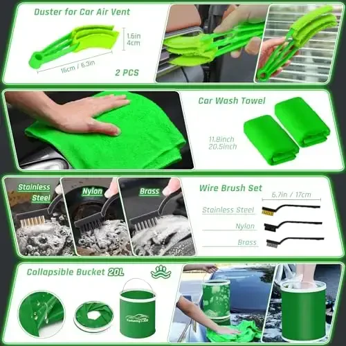 47PCS Car Detailing Kit Interior Cleaner, Car Cleaning Kit, Car Vacuum Car Interior Detailing Kit, Car Wash Kit with Bucket Auto Detailing Brush Set Car Accessories for Motorcycle, Cars, Bikes, Wheels - 5