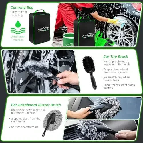 47PCS Car Detailing Kit Interior Cleaner, Car Cleaning Kit, Car Vacuum Car Interior Detailing Kit, Car Wash Kit with Bucket Auto Detailing Brush Set Car Accessories for Motorcycle, Cars, Bikes, Wheels - 6
