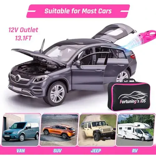 47PCS Car Detailing Kit Interior Cleaner, Car Cleaning Supplies with High Power Car Vacuum Cleaner,Auto Detailing Kit,Car Wash Kit with Bucket Detailing Brush Set, Pink Car Accessories for Women - 7