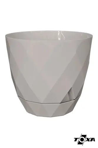 4,8 Litr Bej Prizma Naqshli Taglikli Plastik Saks Yakamoz No4 Ø22x19,3cm-BEJ - 3