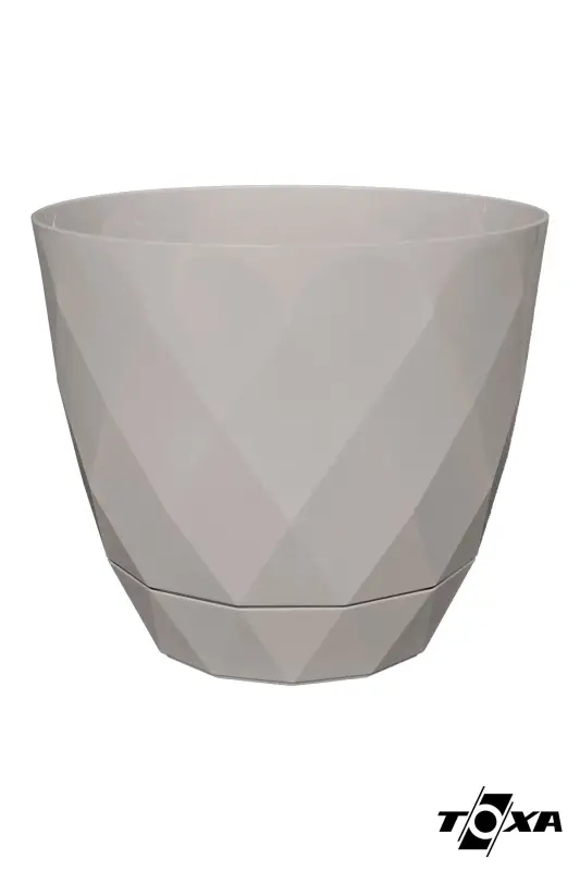 4,8 Litr Bej Prizma Naqshli Taglikli Plastik Saks Yakamoz No4 Ø22x19,3cm-BEJ - 4