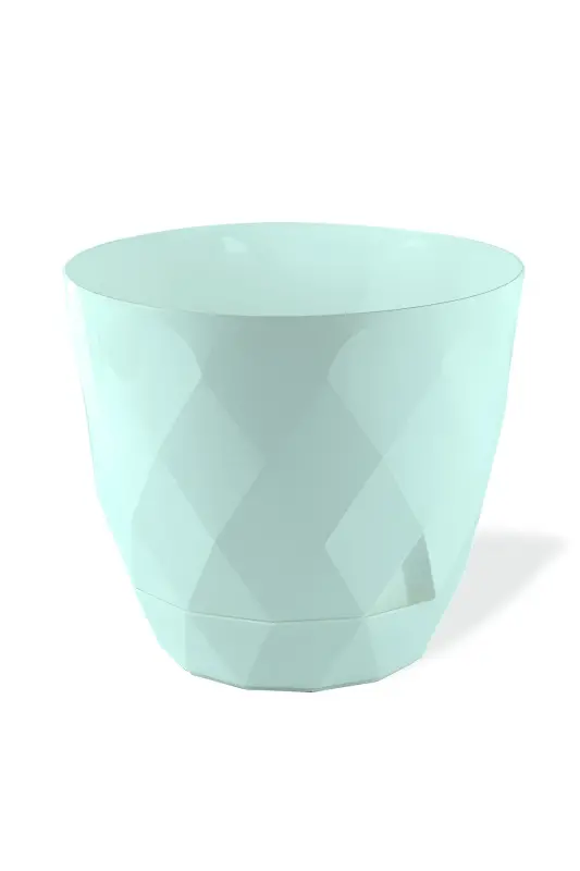 4,8 Litre 22cm Baklava Desenli Delikli Tabaklı Dekoratif Plastik Saksı Yakamoz No4-Yeşil - 1