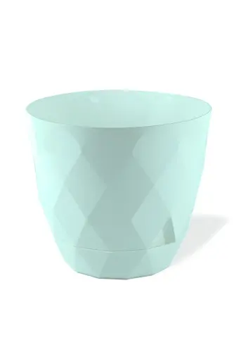 4,8 Litre 22cm Baklava Desenli Delikli Tabaklı Dekoratif Plastik Saksı Yakamoz No4-Yeşil - 1