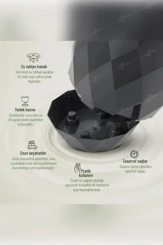 4,8 Litre 22cm Baklava Desenli Delikli Tabaklı Dekoratif Plastik Saksı Yakamoz No4-Yeşil - 4