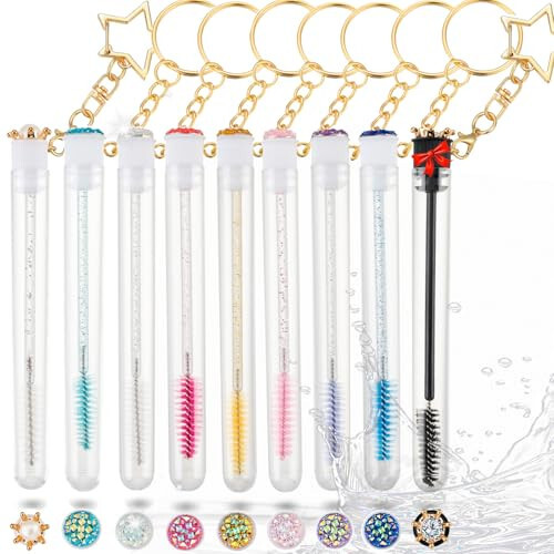 Upgrade 48 Pieces Disposable Mascara Wands Set,Extremely Durable Diamond Mascara for Women and Girls- Include 24 Pcs Crystal Lash Spoolies Brush and 24 Pcs Reusable Keychain Empty Eyelash Brush Tubes - 3