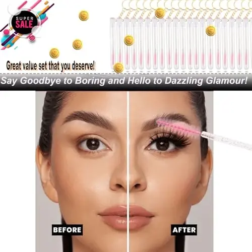 Upgrade 48 Pieces Disposable Mascara Wands Set,Mascara Brush Tube for Women and Girls- Include 24 Pcs Crystal Lash Spoolies Brush and 24 Pcs Reusable Keychain Empty Eyelash Brush Tubes(Pink) - 3