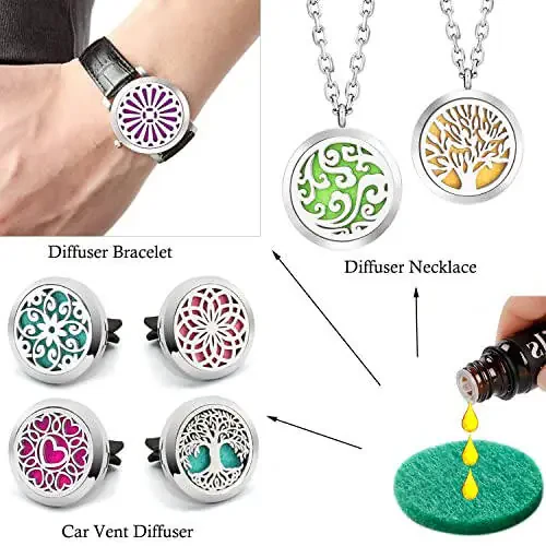 48 шт. Заменяющие наполнительные подушечки (диаметр 22 мм/0.87 дюйма) для автомобильных диффузоров с вентиляционными зажимами, диффузорных браслетов, ожерелий, кулонов, 12 цветов, без запаха, заменяющие ароматические войлочные подушечки - 4