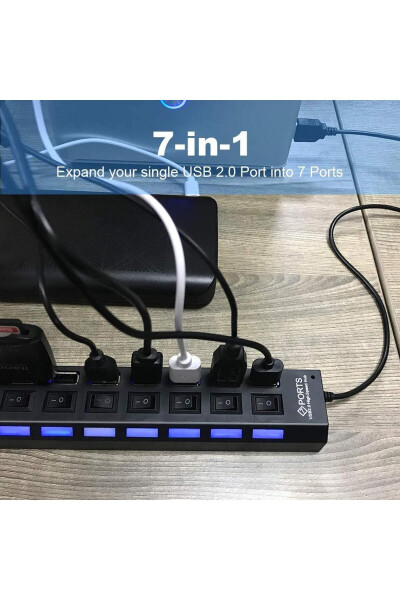 4874 7 Port USB Hub Switch Splitter Multiplier - 3