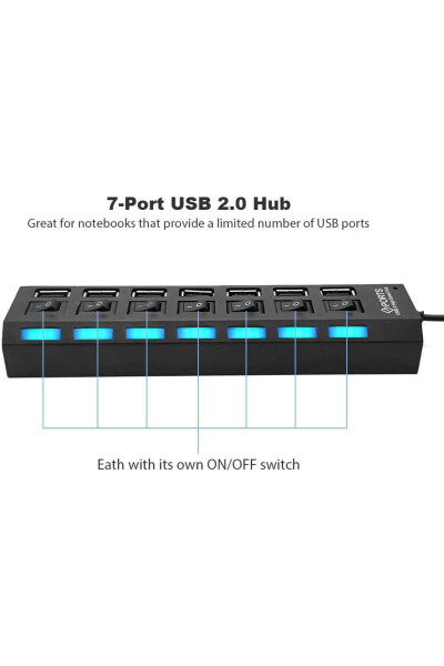 4874 7 Portli USB Hub Kalitich Qo'shuvchi Ko'paytiruvchi - 2