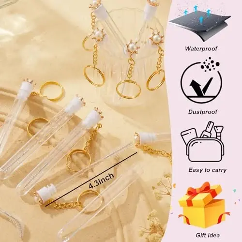 Upgrade 48 Pieces Disposable Mascara Wands Set,Include 24 Pcs Crystal Lash Spoolies Brush and 24 Pcs Reusable Keychain Empty Eyelash Brush Tubes - 3