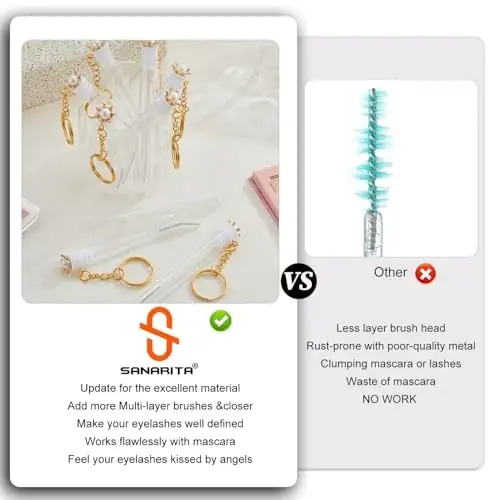 Upgrade 48 Pieces Disposable Mascara Wands Set,Include 24 Pcs Crystal Lash Spoolies Brush and 24 Pcs Reusable Keychain Empty Eyelash Brush Tubes - 4