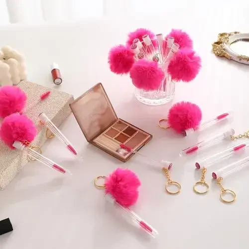 Upgrade 48 Pieces Disposable Mascara Wands Set,Diamond Mascara for Women and Girls- Include 24 Pcs Crystal Lash Spoolies Brush and 24 Pcs Reusable Keychain Empty Eyelash Brush Tubes - 3