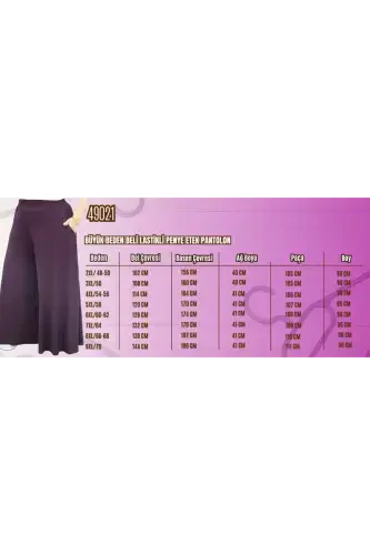 49003 Büyük Beden Beli Lastikli Penye Etek Pantolon - İndigo - 2