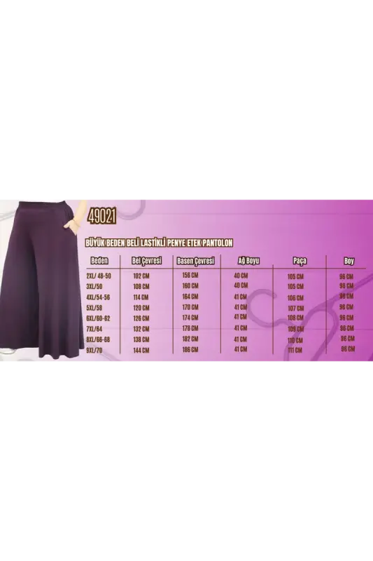 49003 Büyük Beden Beli Lastikli Penye Etek Pantolon - Vizon - 2
