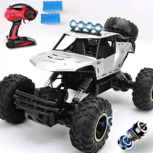 4DRC 1:12 RC Car, внедорожный грузовик с дистанционным управлением, металлический корпус 2.4G 4WD, с 2 батареями, машинки для мальчиков и подарок для детей, серебристый - 9