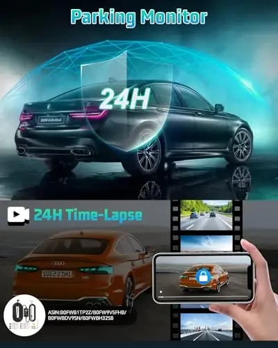 4K Dash Cam, 4K+2K Dash Cam Front and Rear W/ 5GHz WiFi & APP Control 64GB Included, 3.2