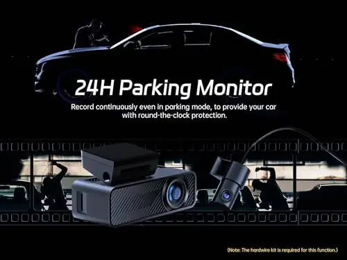 4K Dash Cam Front and Rear, 64GB SD Card, Pelsee 4K+1080P Dual Dash Camera for Cars, Wi-Fi & App Control, 1.5’’IPS Display Car Camera, Voice Control, Night Vision, 24H Parking Mode, G-Sensor - 3