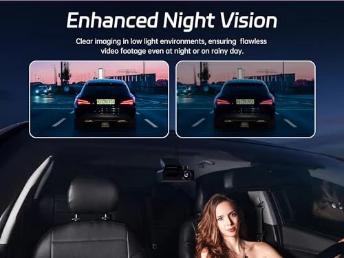 4K Dash Cam Front and Rear, 64GB SD Card, Pelsee 4K+1080P Dual Dash Camera for Cars, Wi-Fi & App Control, 1.5’’IPS Display Car Camera, Voice Control, Night Vision, 24H Parking Mode, G-Sensor - 4