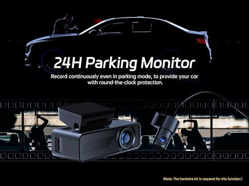 4K Dash Cam Front and Rear, 64GB SD Card, Pelsee 4K+1080P Dual Dash Camera for Cars, Wi-Fi & App Control, 1.5’’IPS Display Car Camera, Voice Control, Night Vision, 24H Parking Mode, G-Sensor - 3