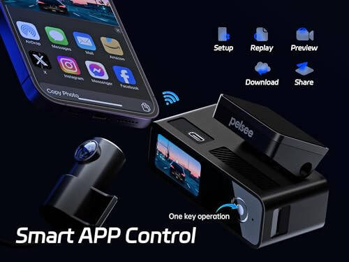 4K Dash Cam Front and Rear, 64GB SD Card, Pelsee 4K+1080P Dual Dash Camera for Cars, Wi-Fi & App Control, 1.5’’IPS Display Car Camera, Voice Control, Night Vision, 24H Parking Mode, G-Sensor - 6