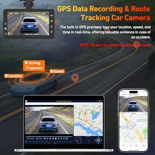 4K Dash Cam Front and Rear Camera with AI(ADAS), Dash Camera for Cars Built-in 5.8G WiFi GPS, 3.2