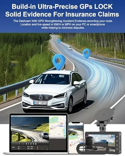 4K Dash Cam Front and Rear Camera with Voice Control | Car Cameras Dashcam for Cars with WiFi, GPS, 64G Card, 24H Parking Monitor, G-Sensor,IR Night Vision,Loop Recording - 5