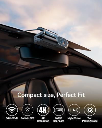 4K Dash Cam Front Rear Built-in GPS 5GHz WiFi, Voice Control, Free 64GB SD Card, Dual Dash Camera for Cars with STARVIS Sensor, Super Night Vision, 24Hrs Parking Mode, 160° Wide Angle, Type C - 2