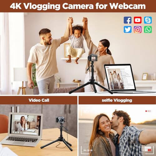 4K Digital Camera 64MP Dual Lens Vlogging Camera with Autofocus, 3.0'' Screen YouTube Camera with Flash 18X Zoom Point and Shoot Digital Camera with 64G Card and 2 Batteries, Compact - 4