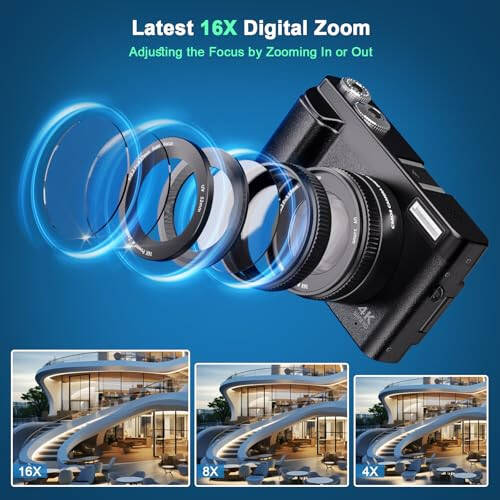 4K Digital Camera for Photography, 48MP Auto-Focus Vlogging Camera for YouTube, 16X Digital Zoom/ 3