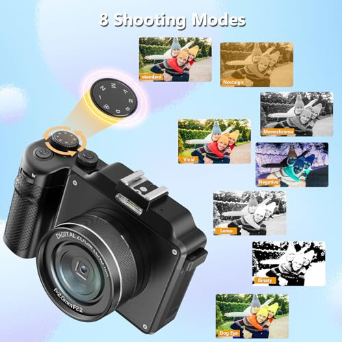 4K Digital Camera for Photography 48MP with WiFi 2 Batteries 32G TF Card, Vlogging Camera 18X Digital Zoom Auto Focus, Cameras Built in Microphone and Speaker - 6