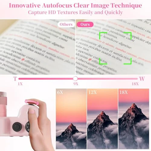 4K Digital Camera for Photography 64MP Autofocus Vlogging WiFi Camera for YouTube Video Compact Travel Vintage Point Shoot Cameras with 16X Zoom, 64GB Card, Selfie Lens, 2 Batteries+Charger(Pink) - 16