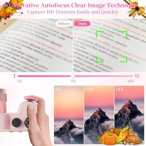 4K Digital Camera for Photography 64MP Autofocus Vlogging WiFi Camera for YouTube Video Compact Travel Vintage Point Shoot Cameras with 16X Zoom, 64GB Card, Selfie Lens, 2 Batteries+Charger(Pink) - 4