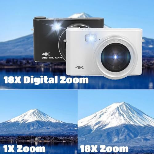 4K Digital Camera for Photography, 64MP Vlogging Cameras 18X Digital Zoom 3'' IPS Portable Camera, Compact Point and Shoot Cameras for Gifts - 3