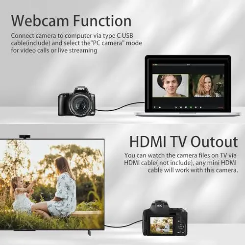 4K Digital Camera for Photography & Video, 12X Optical Zoom Camera with Flip Screen, 64MP WiFi Touch Screen Vlogging Camera with Flash, 64GB SD Card, 1700mAH Battery - Black - 3