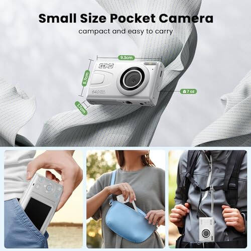 4K Digital Camera with 32GB Card 64MP Point and Shoot Video Cameras 18X Zoom 2 Batteries Portable Small Vlog Camera for Kid Student Children Teen Girl Boy White - 5