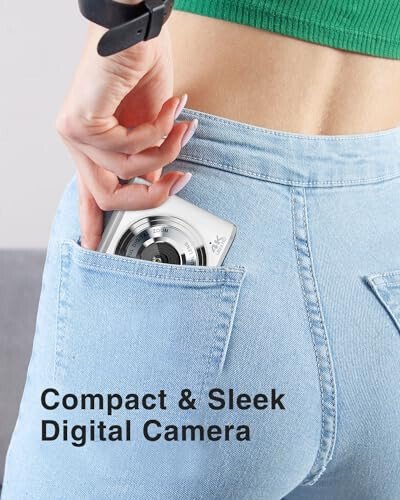 4K Digital Camera, 48MP Autofocus Kids Camera Selfie with Front and Rear Dual Lenses, 32GB Card, 2 Batteries, 16X Digital Zoom, Compact Travel Vlogging Video Camera for Kid Teen Beginner(Pure White) - 5