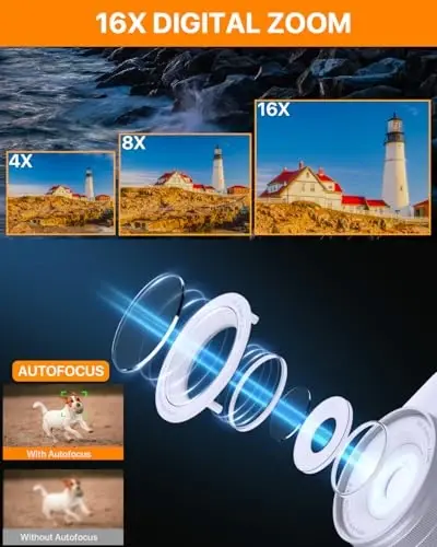 4K Dijital Kamera, Fotoğrafçılık İçin 64MP Çift Kamera Otomatik Odaklama Titreşim Önleyici, YouTube İçin Video Vlog Kamerası, 32GB SD Kartlı Kompakt Seyahat Kamerası, 16X Dijital Zoom, El Feneri, 2 Pil + Şarj Cihazı - 4
