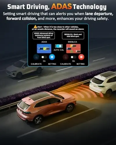 4K Dual Dash Cam Front and Rear, 4K+2K Dashcam with 5GHz WiFi & APP Control | Dash Camera for Cars with 64GB Card, 24H Parking Monitor, Night Vision, Loop Recording, G-Sensor, WDR, 3.2