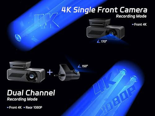 Pelsee P1 Duo 4K Dash Cam Front and Rear, 64GB SD Card, 4K+1080P Dual Dash Camera for Cars, Wi-Fi & App Control, 1.5’’IPS Display Car Camera, Voice Control, Night Vision, 24H Parking Mode, G-Sensor - 2