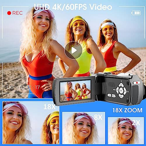 4K Video Kamera Kameralı 60FPS, 48MP UHD Vlogging Kamerası YouTube İçin, Dijital Kamera Kaydedici, Kablosuz Klips Mikrofonlu 4K Kameralı, Uzaktan Kumanda, 2 Pil - 2