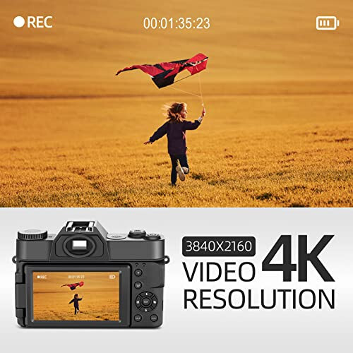 4K Vlogging Digital Camera with 180° Flip Screen, WiFi, Pink Color, Macro & Wide Angle Lens, App Control, External Microphones, 16X Zoom, 32GB TF Card - Camera for Photography, Vlogging, YouTube - 3