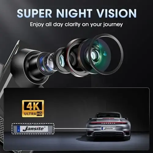 4K WiFi Rear View Mirror Camera 10’’ Mirror Dash Cam Front and Rear | Dash Cam Mirror Wifi App Loop Recording G sensor Waterproof Reversing Camera - 3