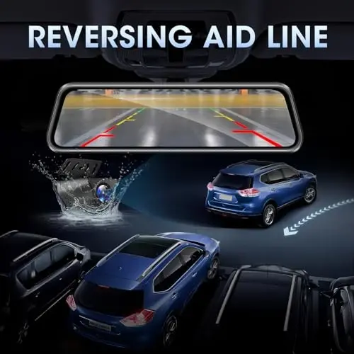 4K WiFi Rear View Mirror Camera 10’’ Mirror Dash Cam Front and Rear | Dash Cam Mirror Wifi App Loop Recording G sensor Waterproof Reversing Camera - 4