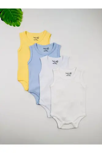 4'li %100 Paxta Chizilgan Interlok Bolalar Bodisi Zıbın - EFU BABY (1)