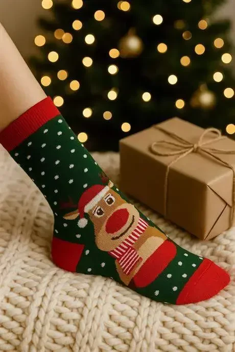 4'li Paket Unisex Yangi Yil Paypoq Rangli Paypoq Yangi Yil - 5