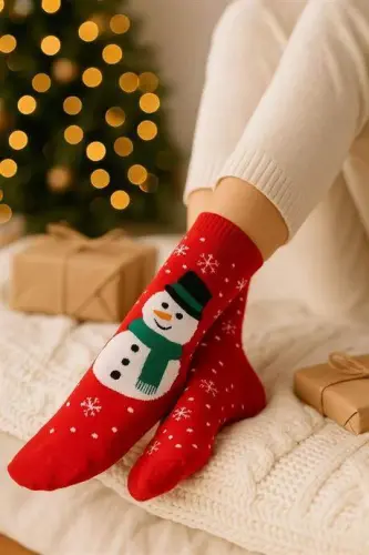 4'li Paket Unisex Yangi Yil Paypoq Rangli Paypoq Yangi Yil - 4