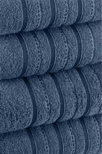 4 Lü Banyo Havlusu Seti Dora Indigo - 70X140cm x2 / 50x90cm x2-İNDİGO - 6