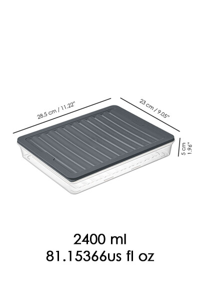 4'lü Buzdolabı Organizer Mikrodalga Ve Dondurucuya Uygun Saklama Kabı Antrasit 4 X 2400 ml - 12