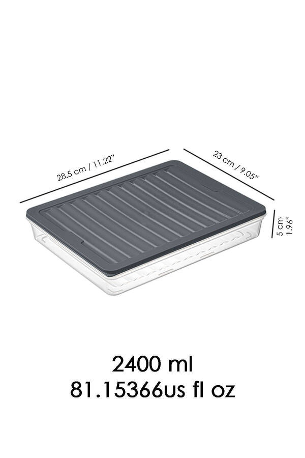 4'lü Buzdolabı Organizer Mikrodalga Ve Dondurucuya Uygun Saklama Kabı Antrasit 4 X 2400 ml - 6