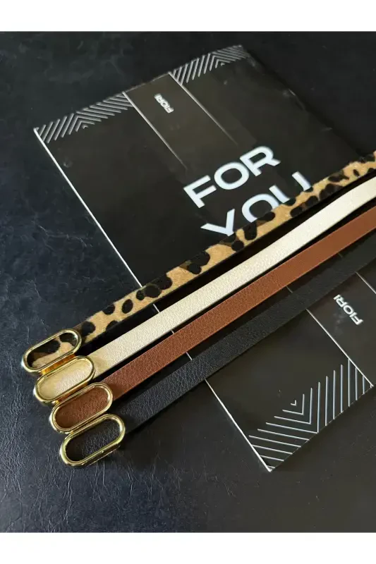 4'lü Fırsat Ürünü Ithal Oval Gold Tokalı Ince Kemer, Pantolon Kemeri, Gömlek Kemeri, Ceket Kemeri-Siyah - Modazone